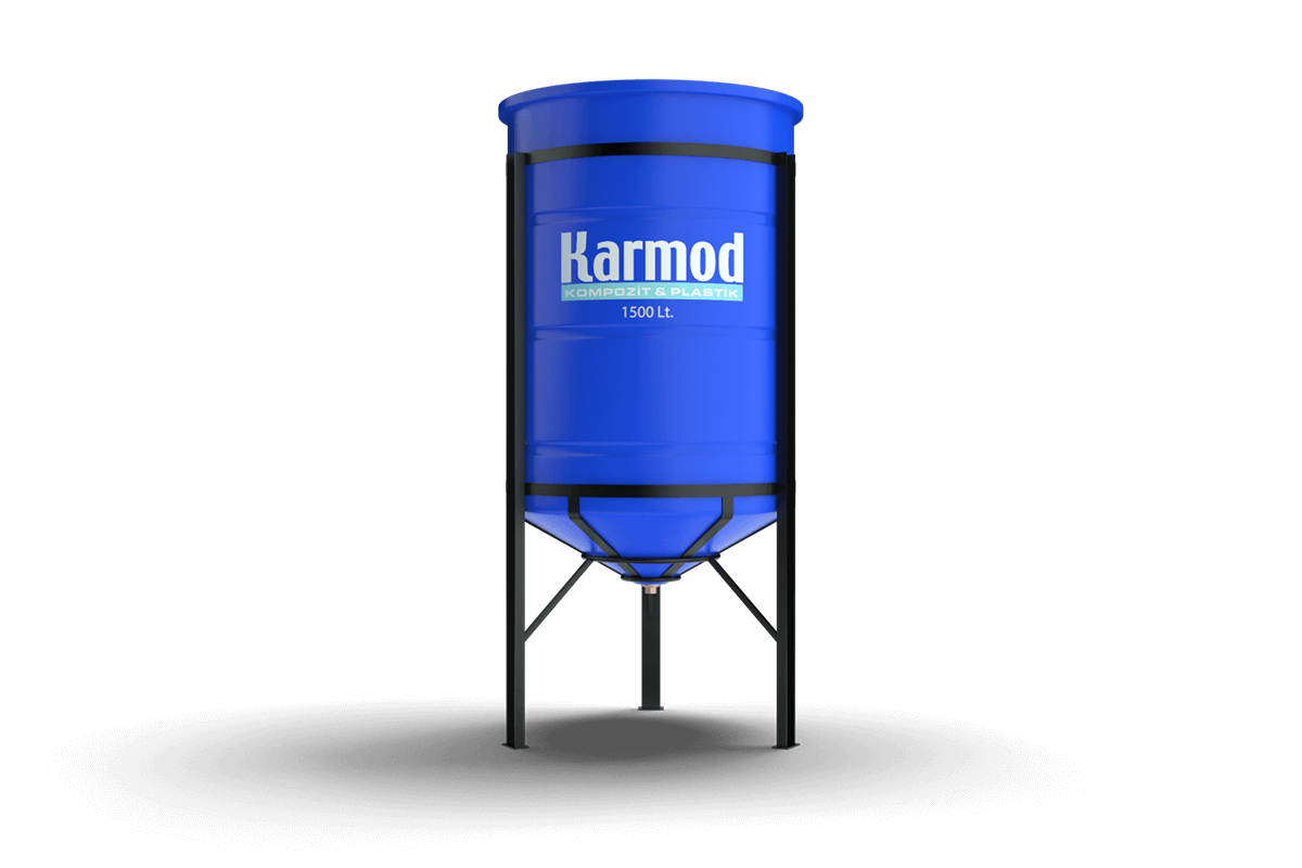 1500 litre açık ağız mavi silo deposu
