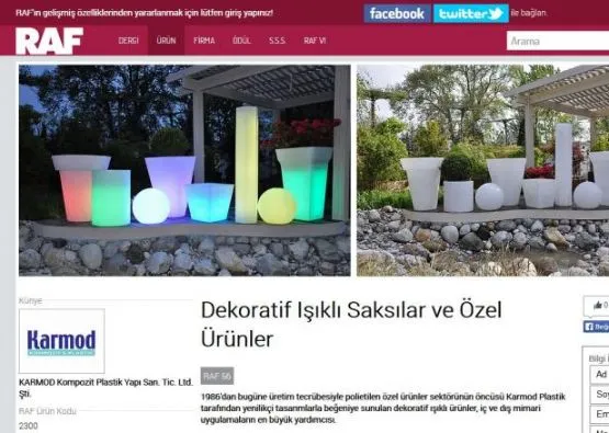 Işıklı Saksılarımız Raf Dergisinde