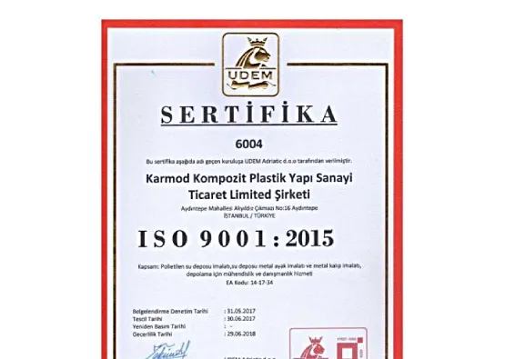 Karmod Plastik ISO 9001:2015 Kalite Yönetim Sertifikası Aldı